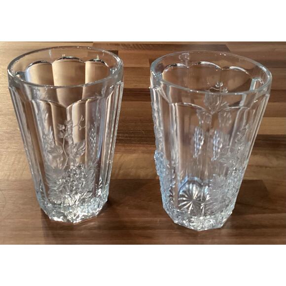 L.G. Wright Glass Panel Grape Clear Pattern 5” Flat Tumblers Set Of 2 - Picture 7 of 10